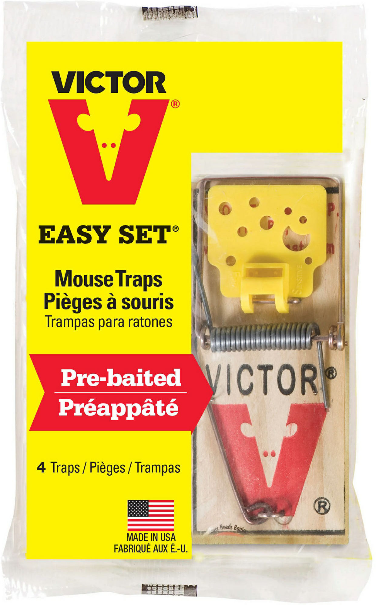 VICTOR MOUSE TRAP-WOOD- 4 pk BAITED – EASY SET - Lee Distributors