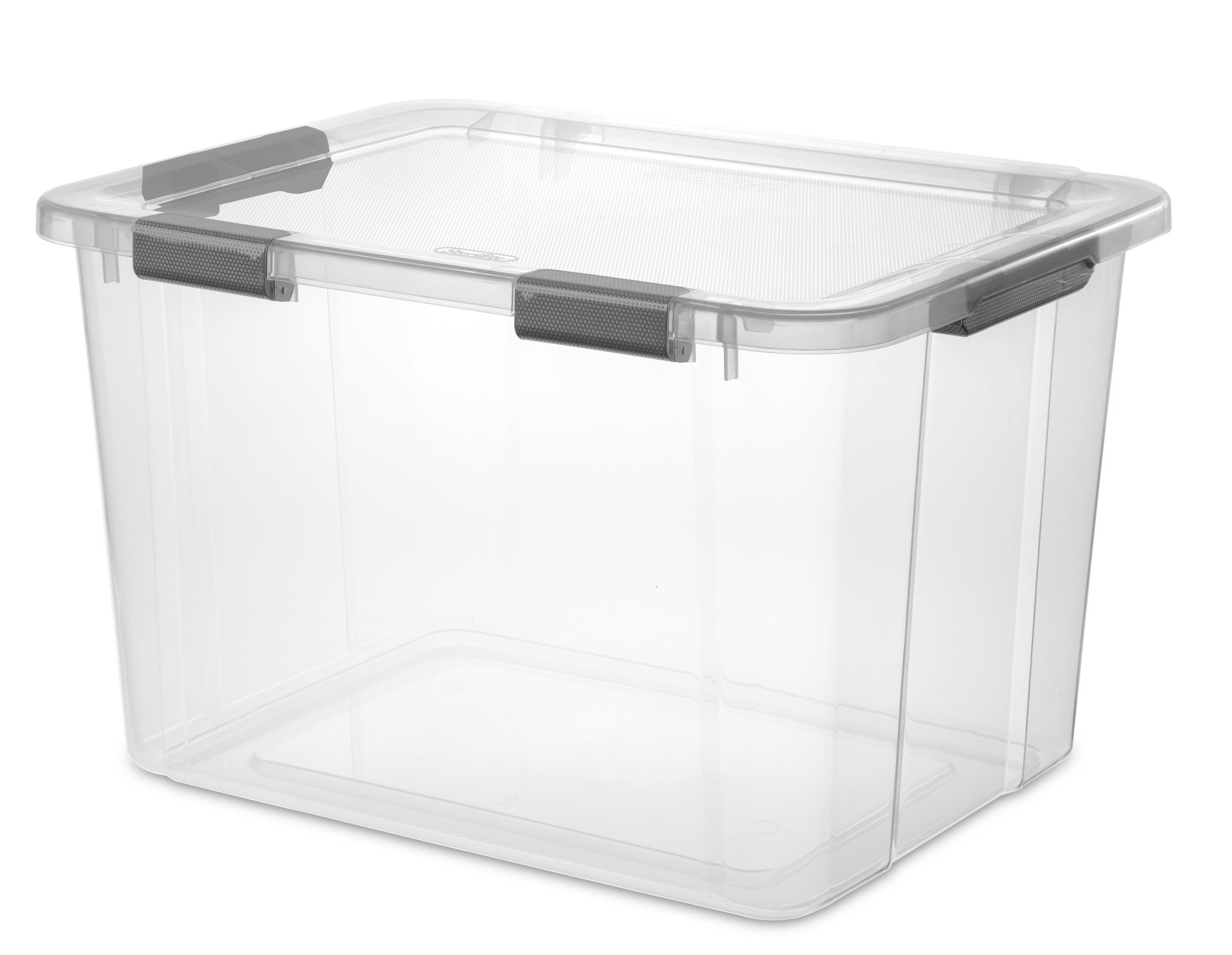 STORAGE BOX w- HINGED LIDS – 80 QT – w/GRAY LATCHES - Lee Distributors