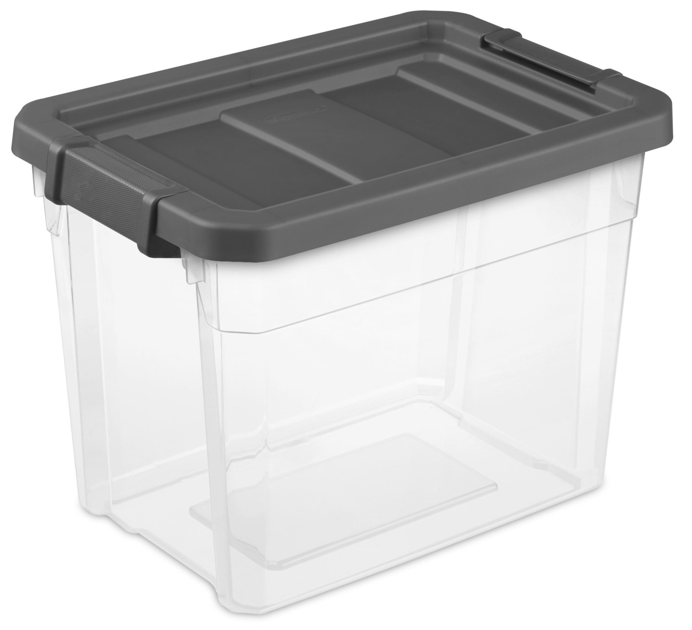 STORAGE STACKER LATCH BOX - 30 QT. CLEAR w/GRAY LID