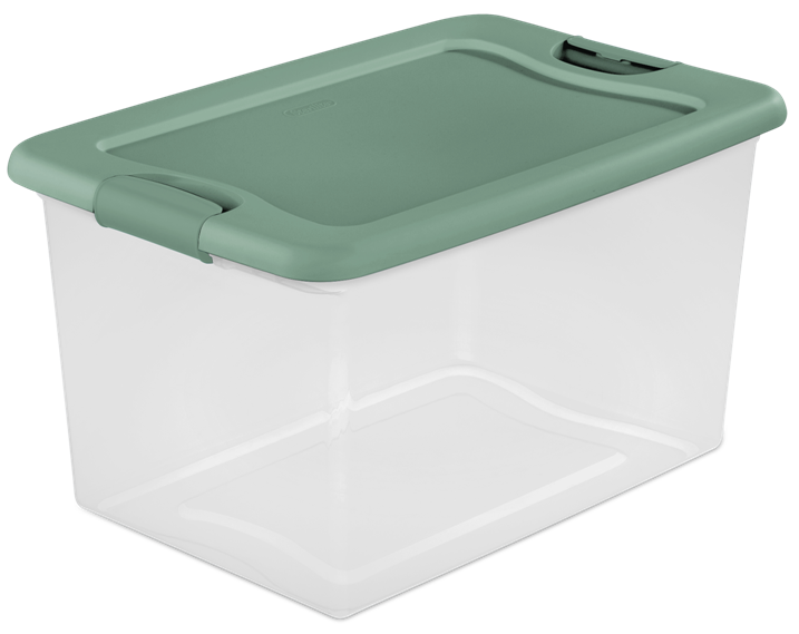 STORAGE-CLEAR-GREEN LATCH/LID 64 QT-24x16x13.5- Lee Distributors